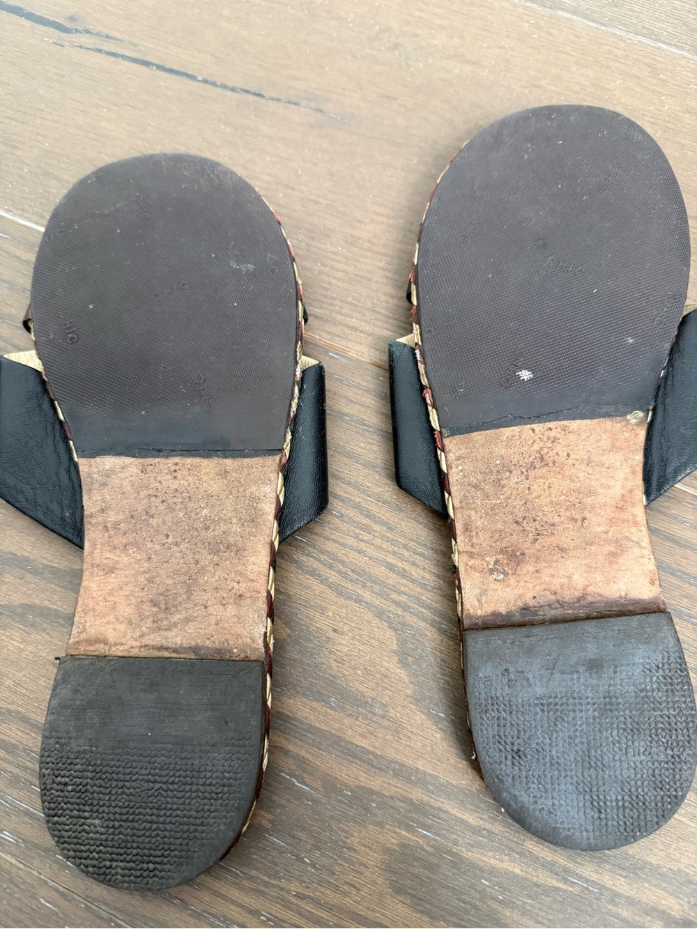 CHANEL Black Leather Cross-Strap Slide Sandals with Braided Trim - Picture 5 of 5